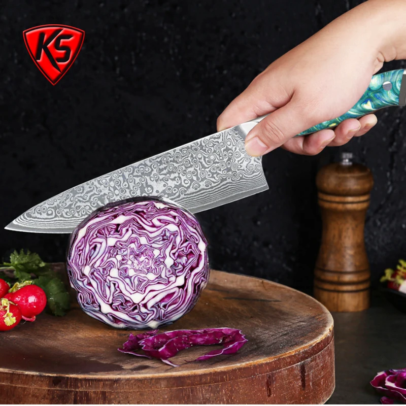 New Chef Knives 8inch kitchen knife with 67 layers damascus steel blade kitchen knife set with resin handle