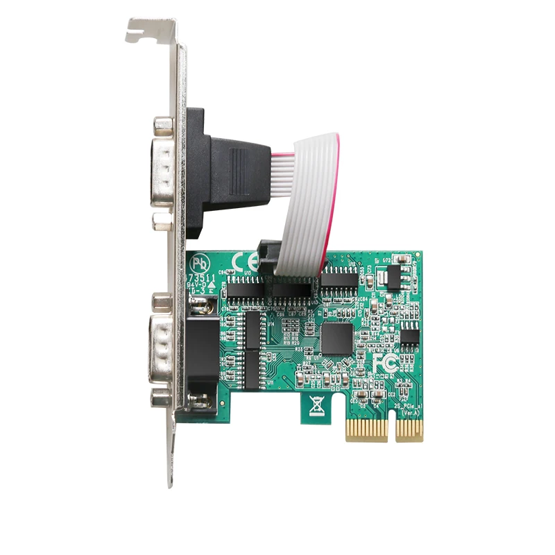 PCIe Dual Serial Expansion Card chip AX99100 2 Port Industrial DB9 COM RS232 Converter Adapter Controller for Desktop PC