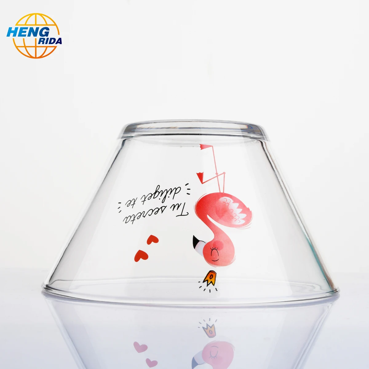 Printed flamingo pattern  glass bowl for food or soup Heat Resistant With With Lid Glass Salad Bowl Set microwavable use
