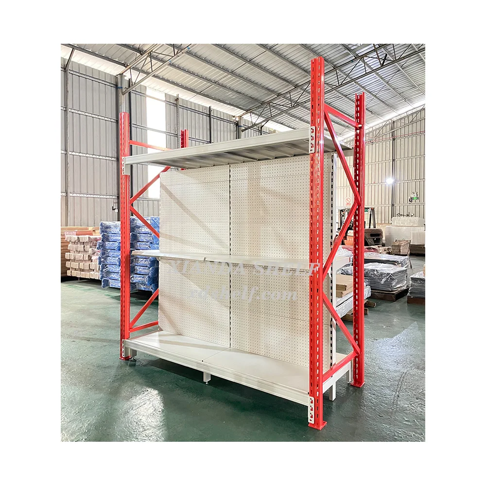 Commercial storage units Wire Storage Industrial Rack Metal Gridwall Iron Metallic Supermarket integrated gondolas Shelving