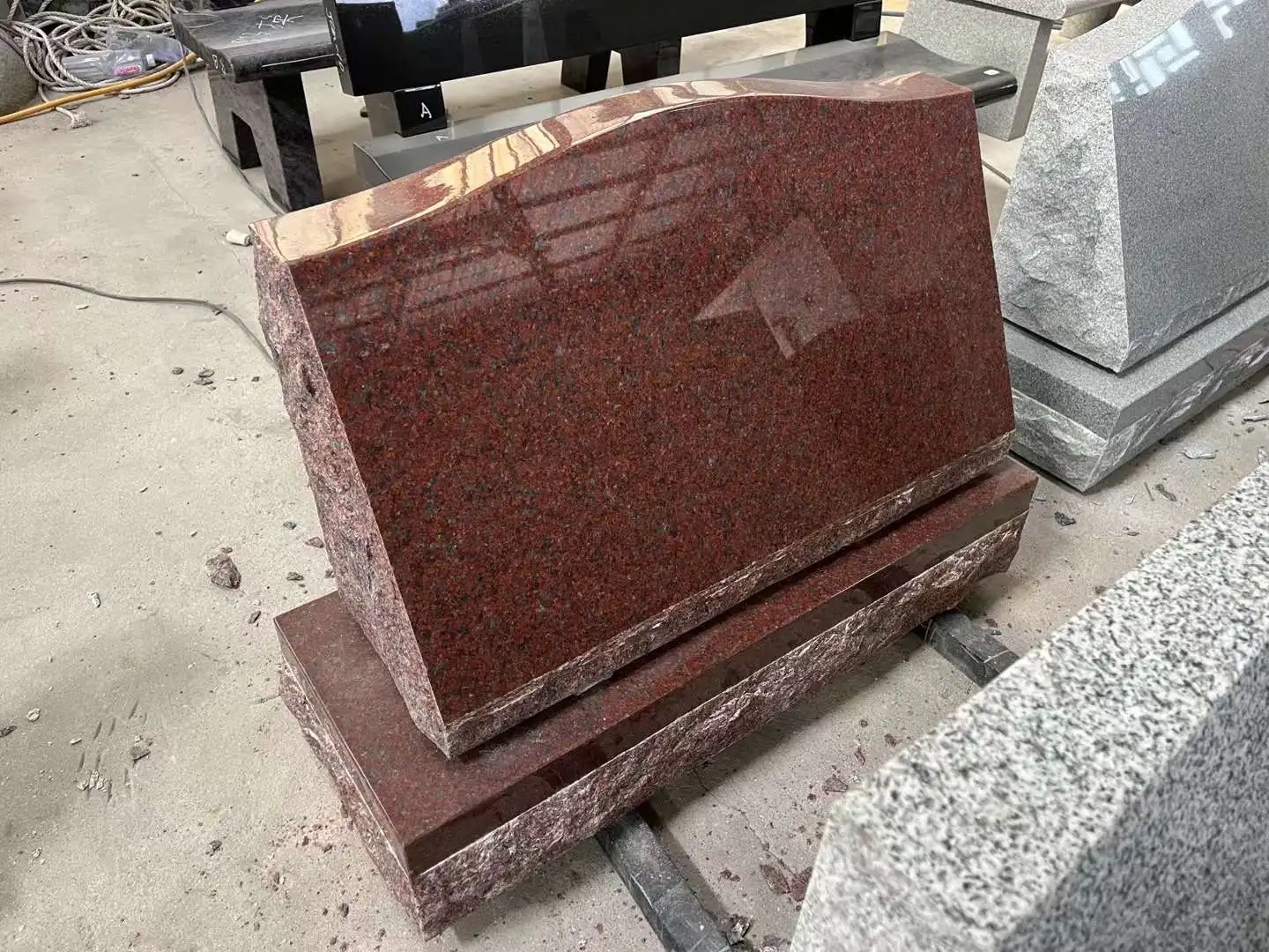 Black Granite and White Marble The Mother Virgin Mary Carving Headstones