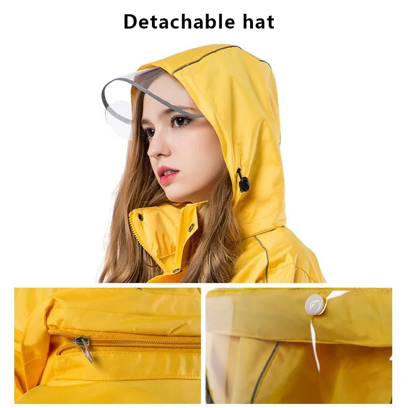 Custom LOGO Print Unisex Vinyl PVC/Polyester Taffeta Raincoat Pants and Jacket Security Raincoat Suit for Bike Motorcycle Rider