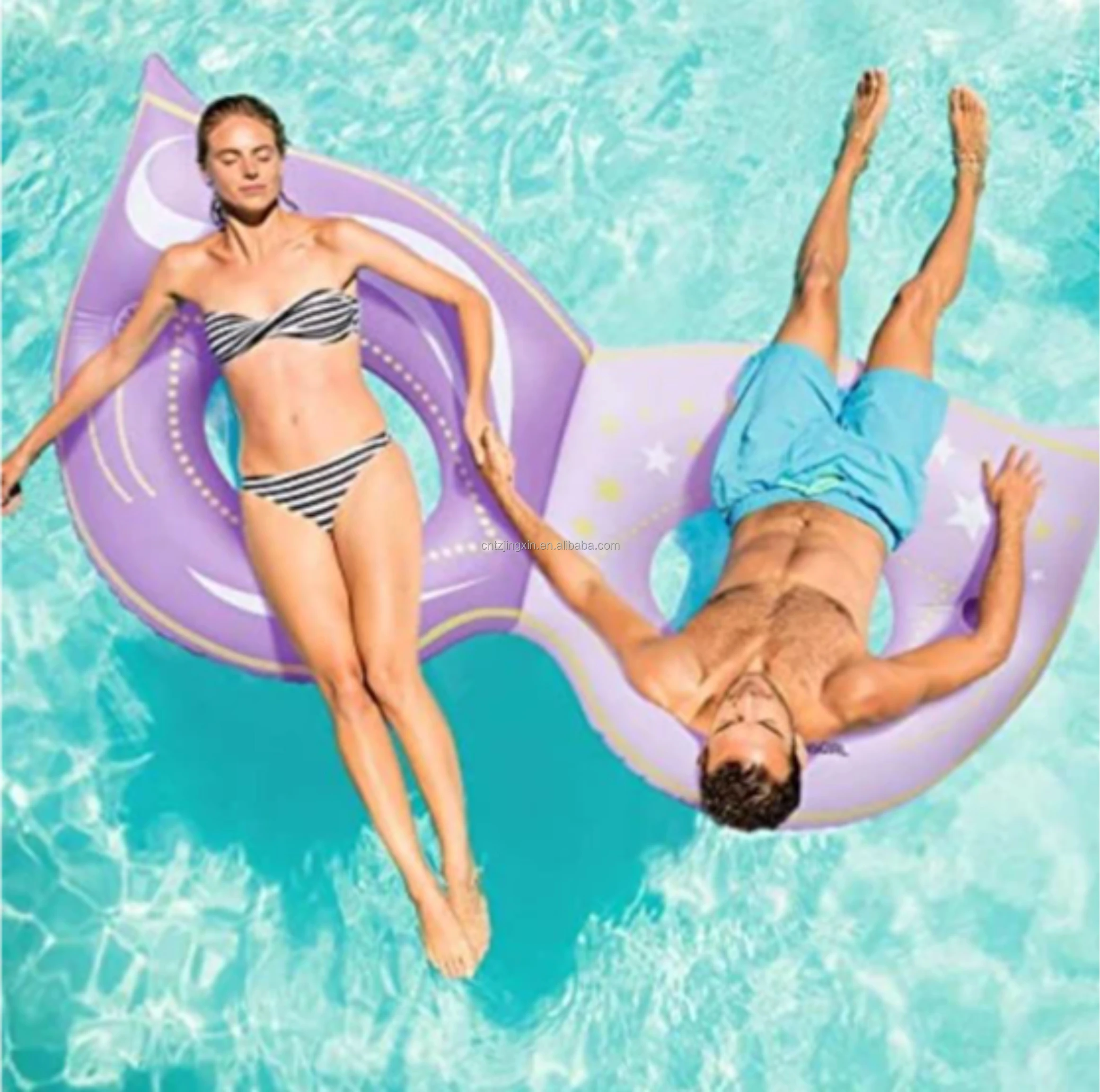 Factory Custom PVC Inflatable Double Float Water Float Lounger for Adult Pool Summer Outdoor Sports Party