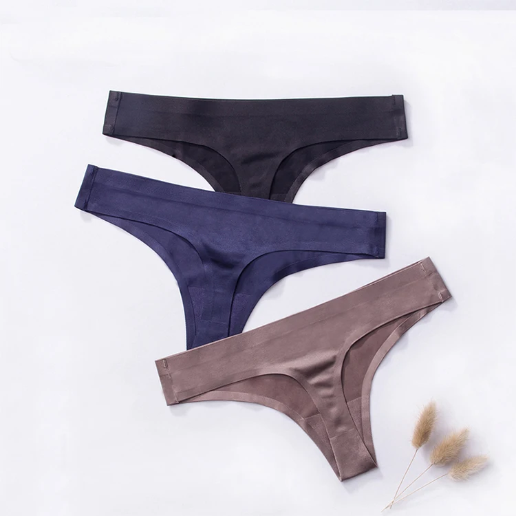 7 color stock Ice Silk Sexy Seamless girls  erotic seamless thong underwear panties