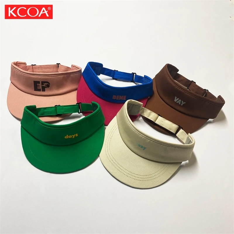 Custom 3D Embroidery Sun Sports Cotton Plain Visor Outdoor Tennis Golf Adjustable Sun Visors Hats For Women Men