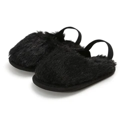Hot selling faux fur Soft sole slip on slippers infant sandals baby girl shoes