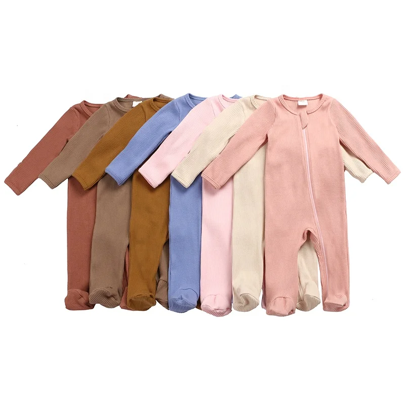 Newborn Infant Pajamas Bamboo Baby Romper Clothes for Baby Boys Girls Zipper Footie Baby Jumpsuit Romper