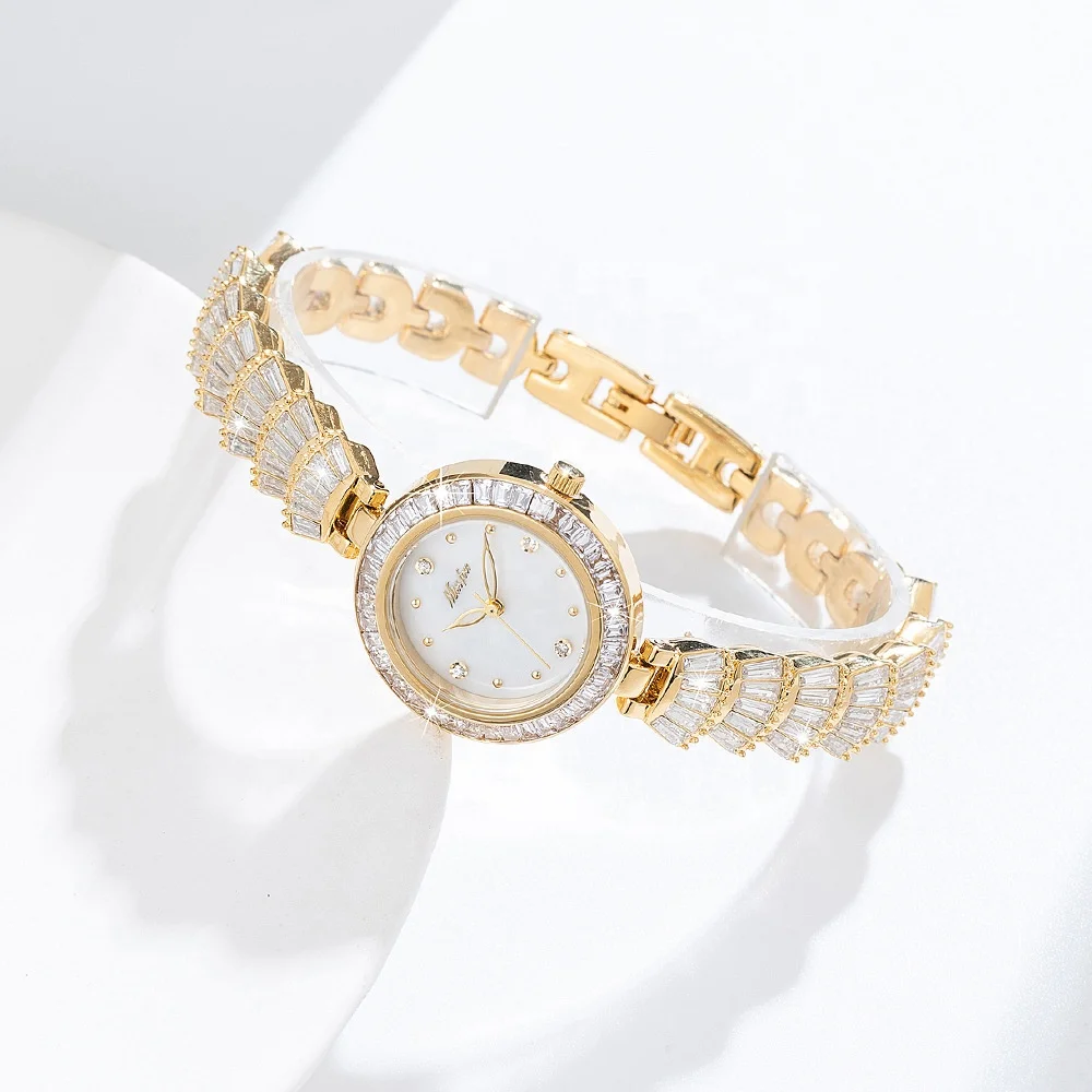 MISSFOX Watch Elegant Vogue Ladies Bling Hip Hop Iced Out Watch Luxury Quartz Gold Diamond Women Watches