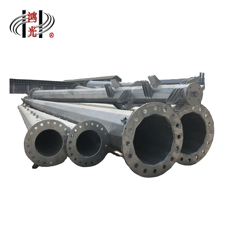 Customized hot Dip Galvanized Electric Power Pole Transmission Line Pole Steel  Poles