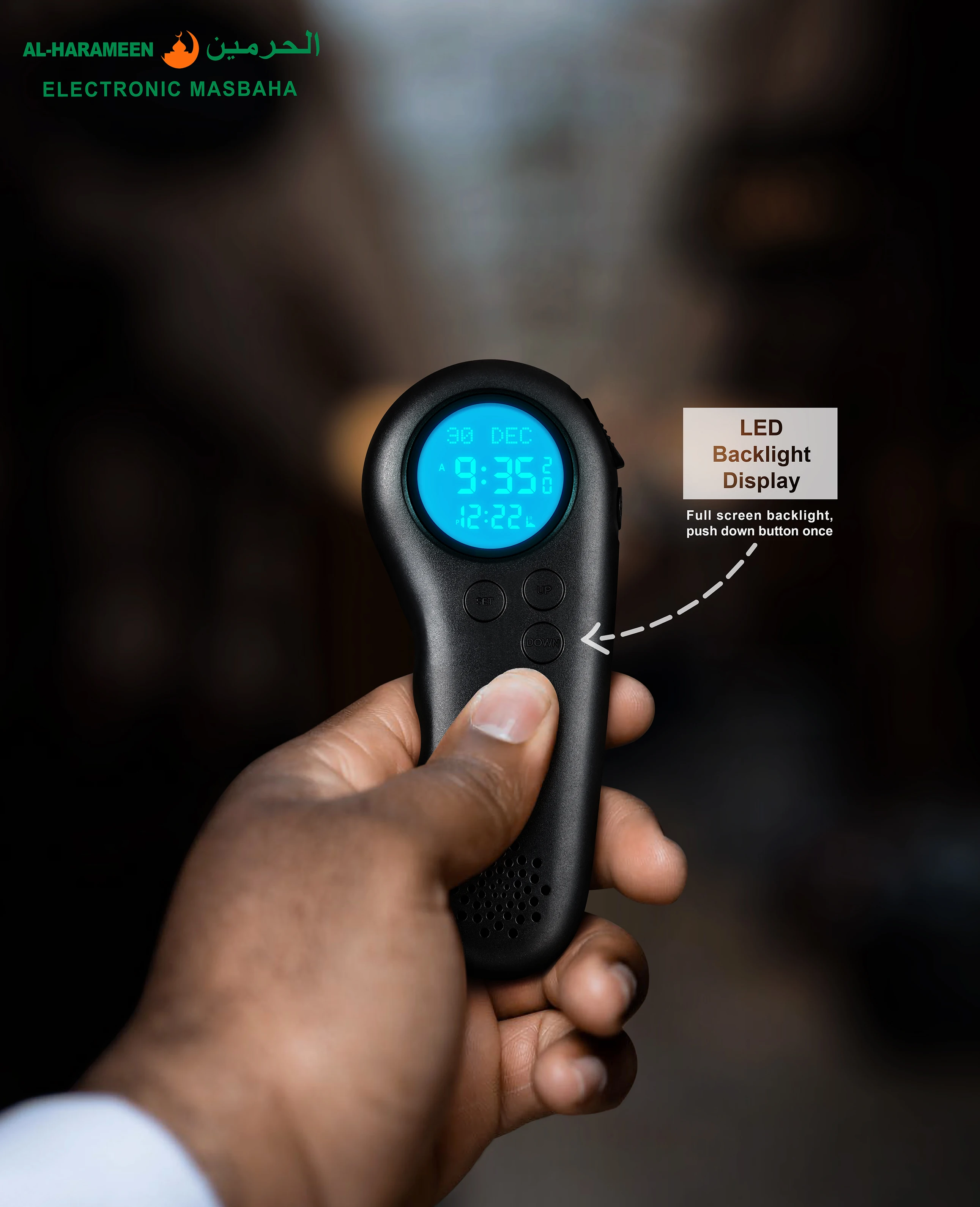 2024 Ramadan gift multifunction orginal al harameen muslim black tasbeh digital with azan prayer sounds