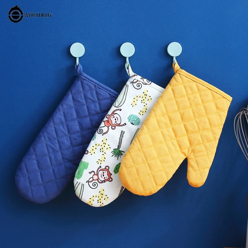 WORTHBUY Kitchen Cooking Camping Bake Gloves Microwave Oven Heat Resistant Gloves Baking BBQ Mitts Gloves