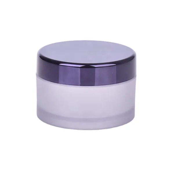 Luxury 2oz Cosmetic Jar With Metal Lid 50g 60g Face Cream Lip Scrub Container Cream PETG Frosted Jar With Glossy Silver Lid