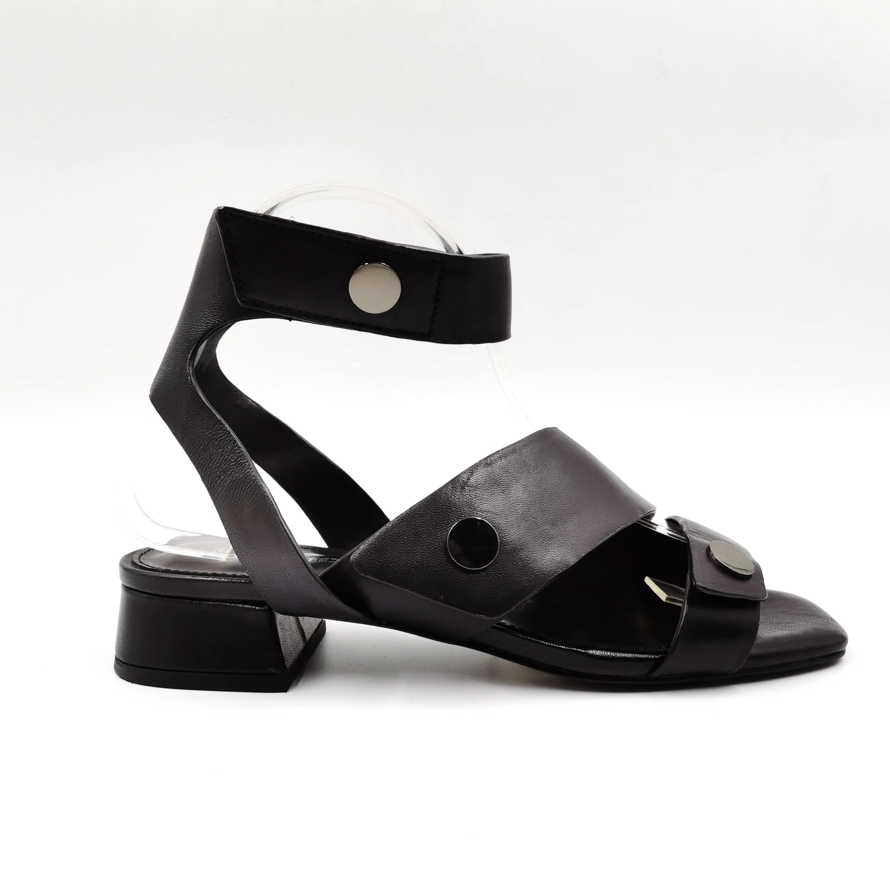 
Square toe fashion stylish new trend ladies block low heel sandals top quality full genuine leather sandals women custom brand 