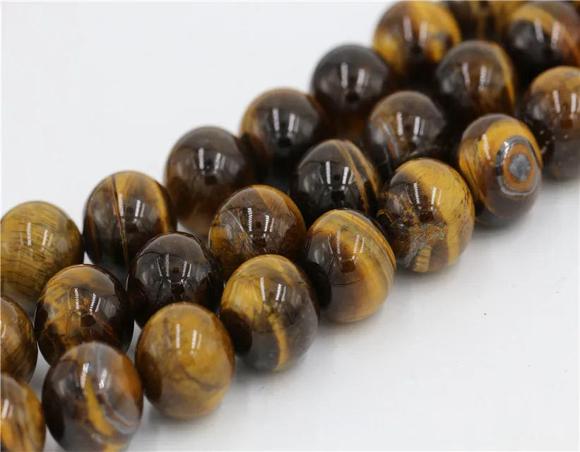 Haosiqi Wholesale High Quality Natural 8mm Brown Tiger Eye  Gemstone Tiger Eye Stone Beads For Jewelry Making
