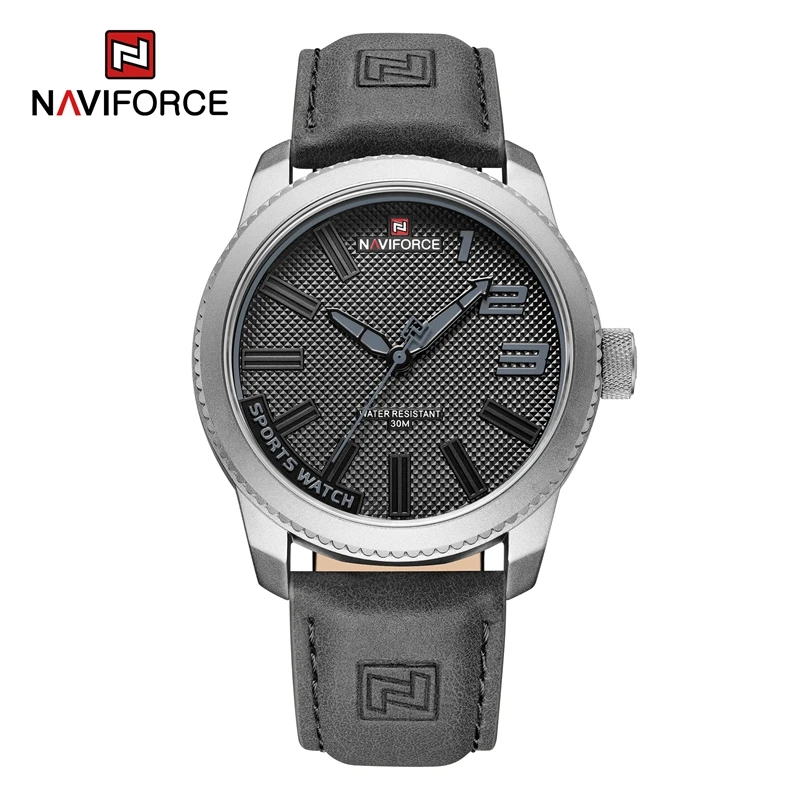 NAVIFORCE 9202L Men Wristwatches Top Brand Luxury Waterproof Man Watch Genuine Leather Sport Quartz Male Clock 9202