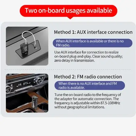 BT5.0 WK9 BT Audio Transmitter and Receiver Car FM Transmitter Adapter with LED Display and TF Card slot