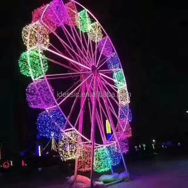 Outdoor 3D lighted sky wheel sculpture Christmas illumination for commercial festival garden displays
