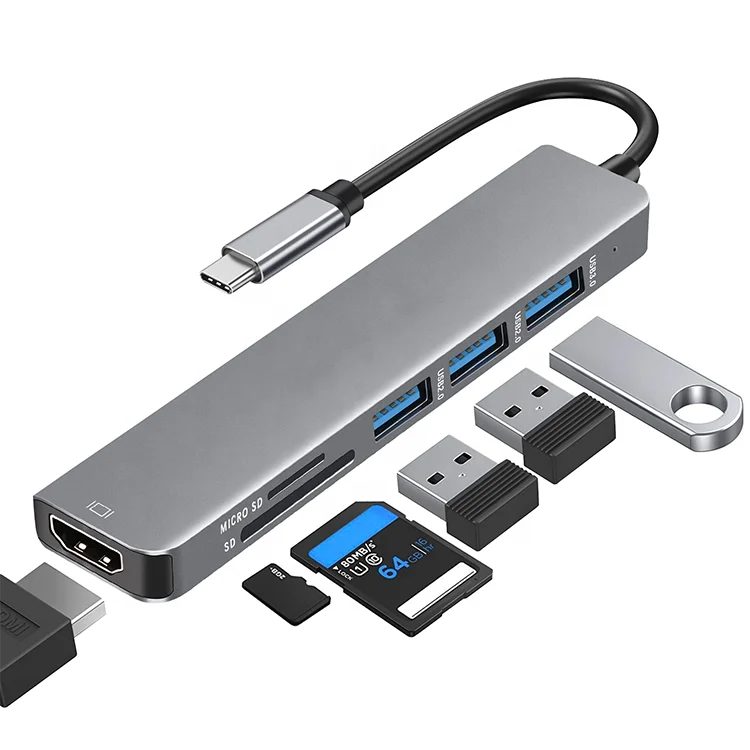 Factory Direct Sale Port Type C 3.0 6In1 Adapter 4K Usb c Dock 6 In 1 Usb Hub Adaptor
