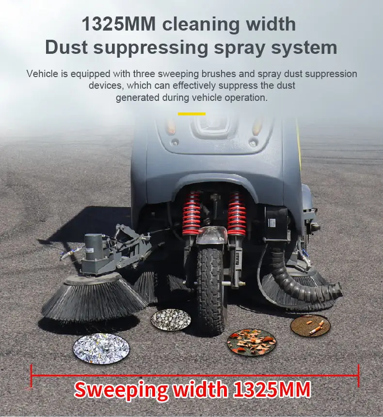 BY-S13 pure electric three brushes 1.3 cleaning witdth wet road sweeper