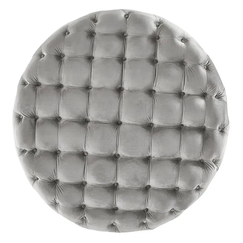 Modern Upholstered Leisure Living Room Furniture Grey Fabric Ottoman Home Luxury Velvet Round Foot Stool