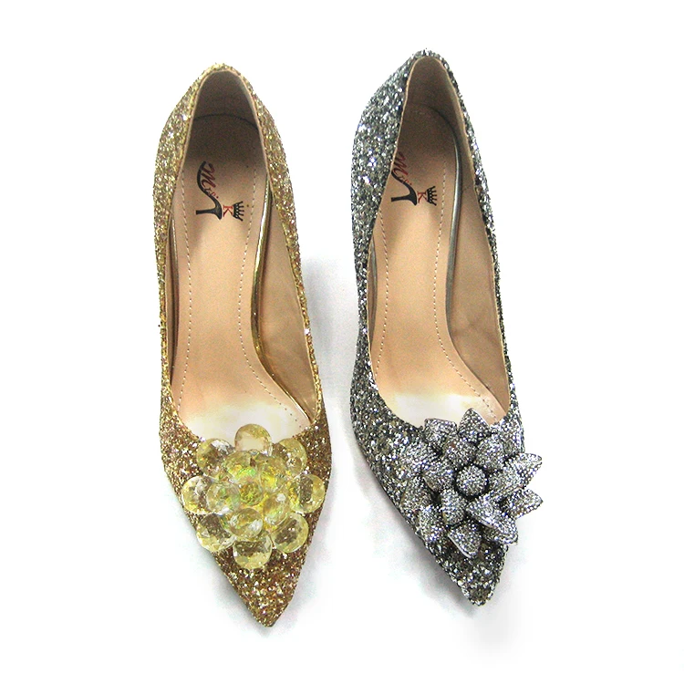 2019 New arrival sequined cloth women stilettos high heel shoes ladies comfortable stilettos