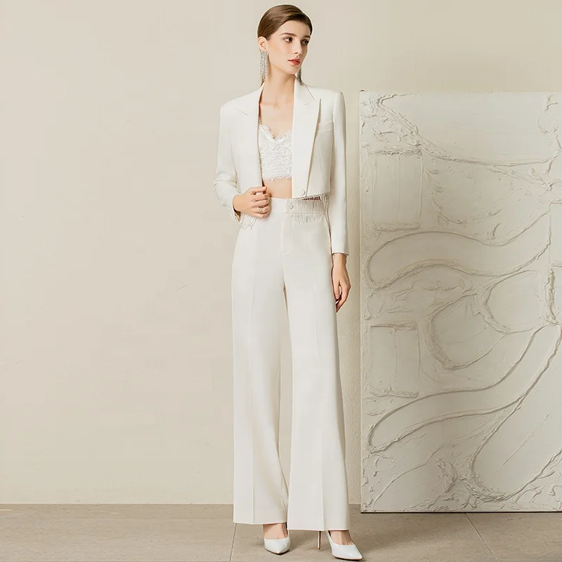 AISION women club clothes 2023 2024 latest blazer designs ladies white crop top sexy for wedding