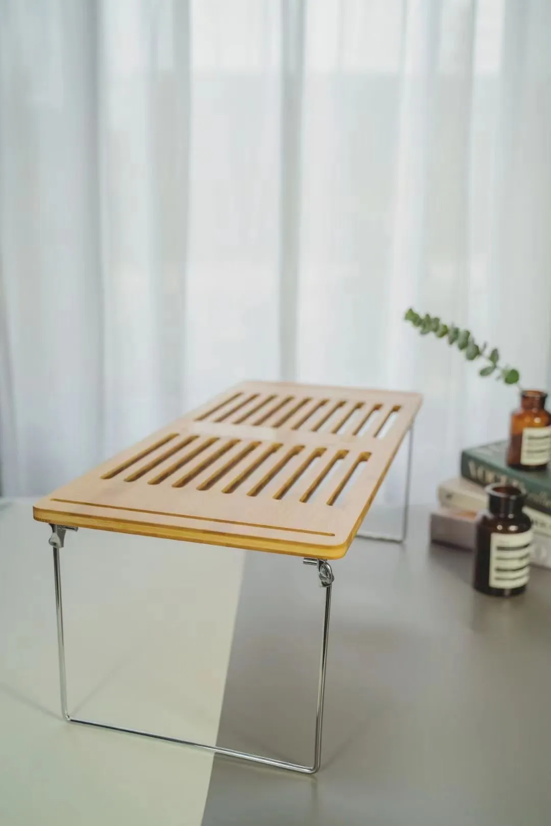 Tableware Holder Kitchen Storage Organizer Shelves Bowl Dish Drying Rack Drain Plate Rack Bamboo 2-Tier Dish Racks