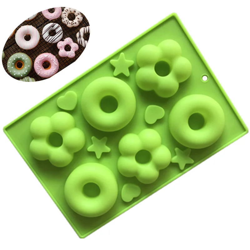 6 holes silicone round shape doughnuts mold baking jelly fondant cake chocolate cheese silicone mold
