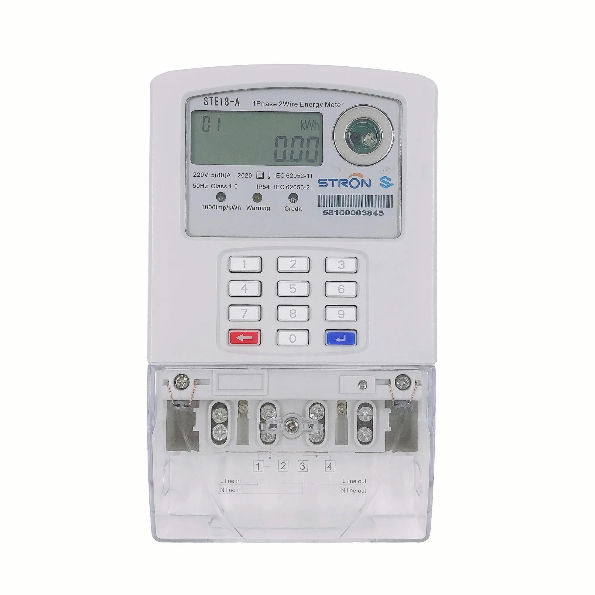 Prepaid Single Phase Electric Smart Meter Support Remote Monitoring with AMR