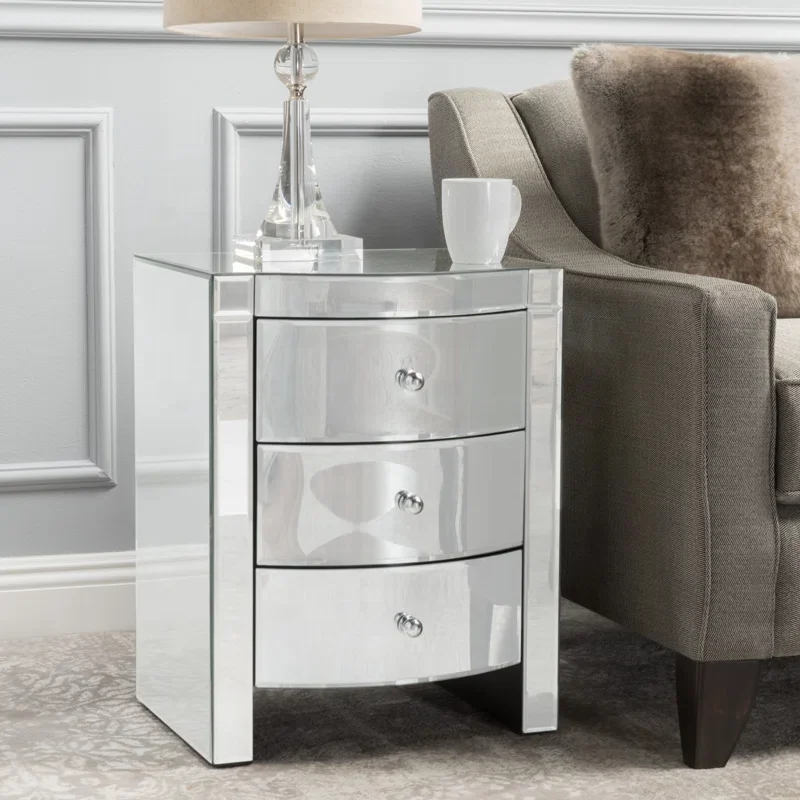 Modern Luxury Bedroom Furniture Mirrored Nightstand Bed side Table