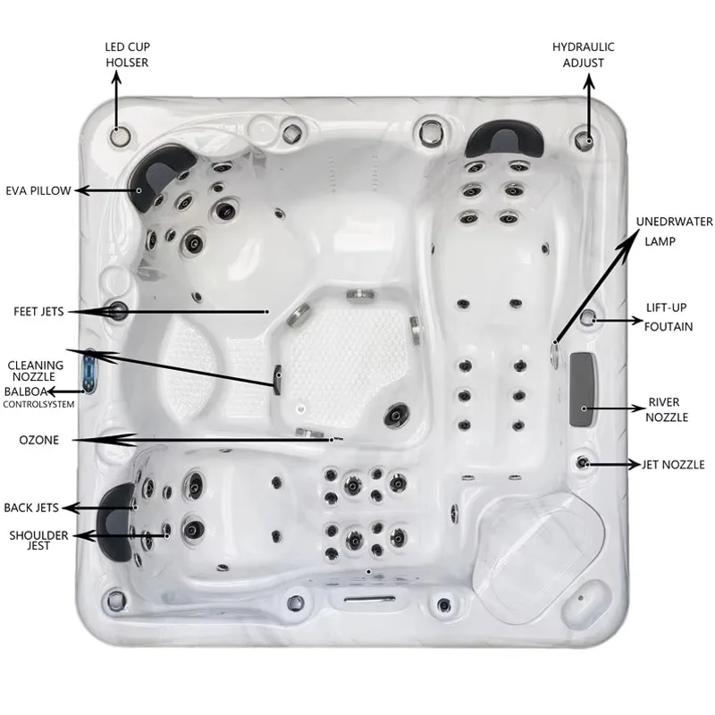 Modern round & Oval Acrylic 2-6 Person Double Whirlpool Spa Bathtub for Indoor & Outdoor Use in Villas