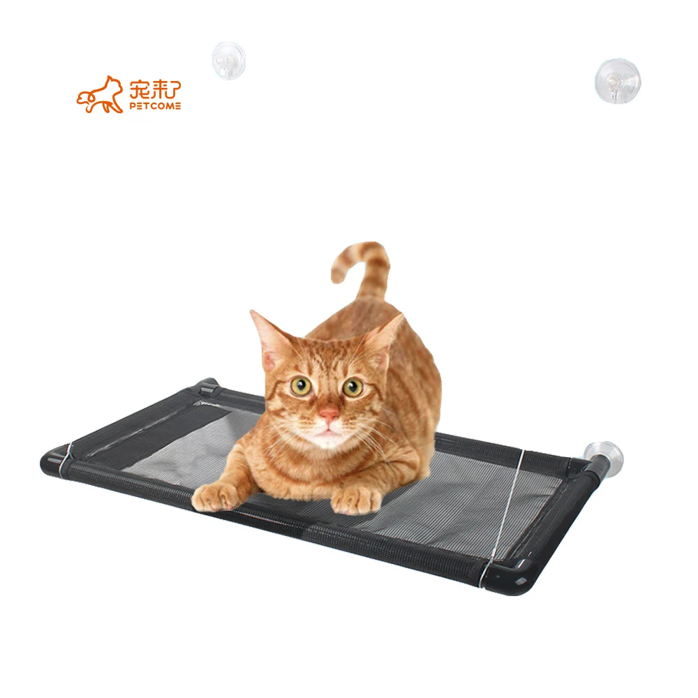 
PETCOME Manufacturer Wall Mounted Suction Cups Square Cat Bed Window Hammock 