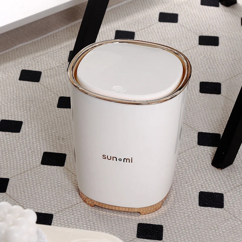 Modern Eco-friendly Plastic Trash Bin Round Shape Garbage Can Indoor Waste Bin Simple Trash Containers