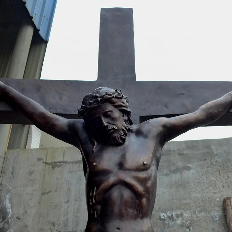 factory direct price Custom design exquisite large size religious Crucifix cross copper sculpture