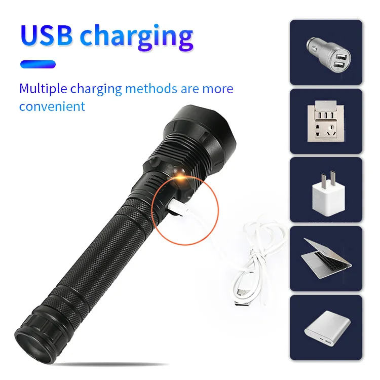 LED Waterproof Outdoor Hunting flashlight 5000 Lumens Multifunctional Led Rechargeable Torch Flashlight