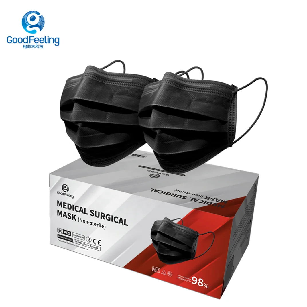 Excellent Quality 3ply Facemask Box Of 50 Fashion Non Reusable Cotton Disposable Double Black Face Surgical Mask