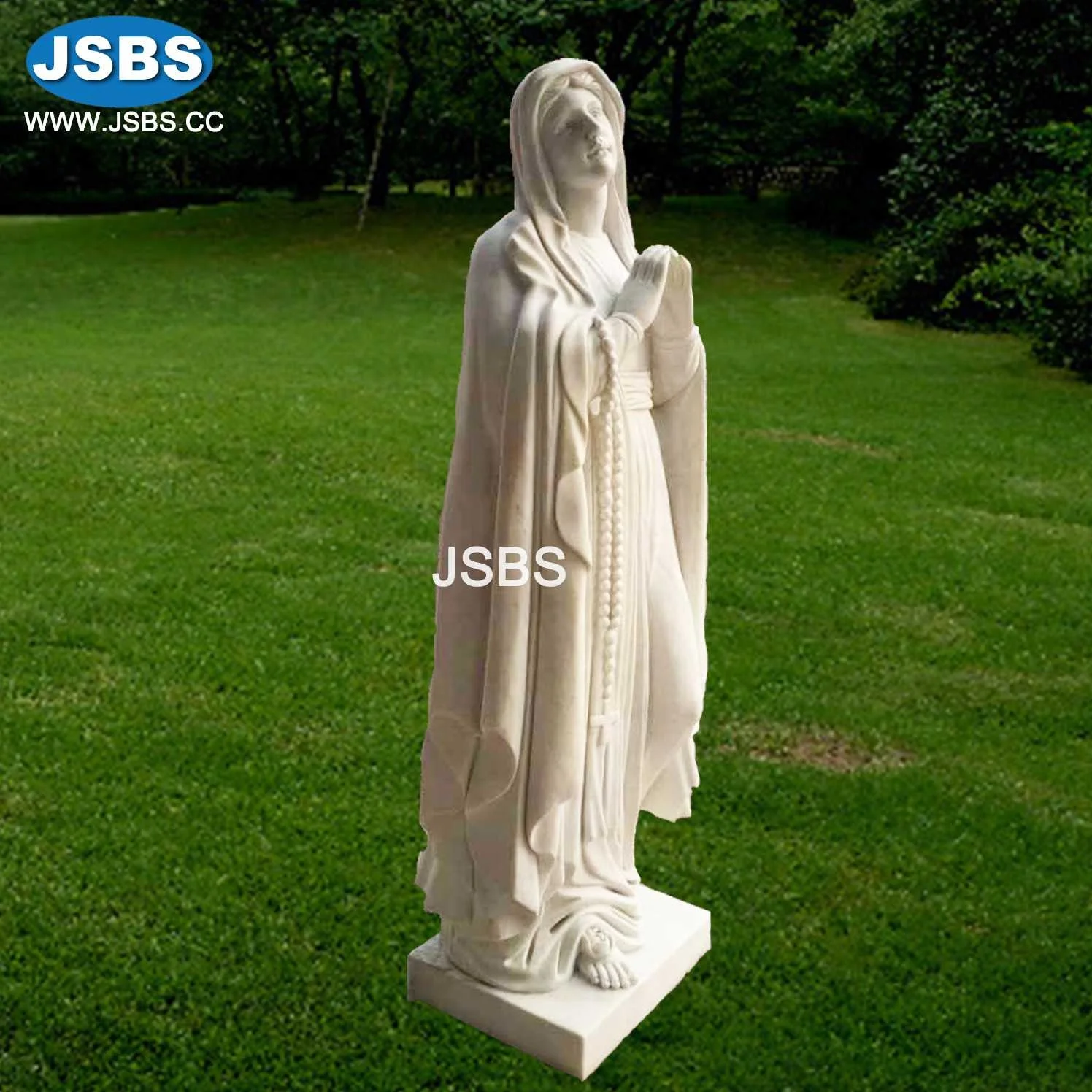 Stone Carved White Marble Life-Size Religious Virgin Mary Statue Maria Sculpture