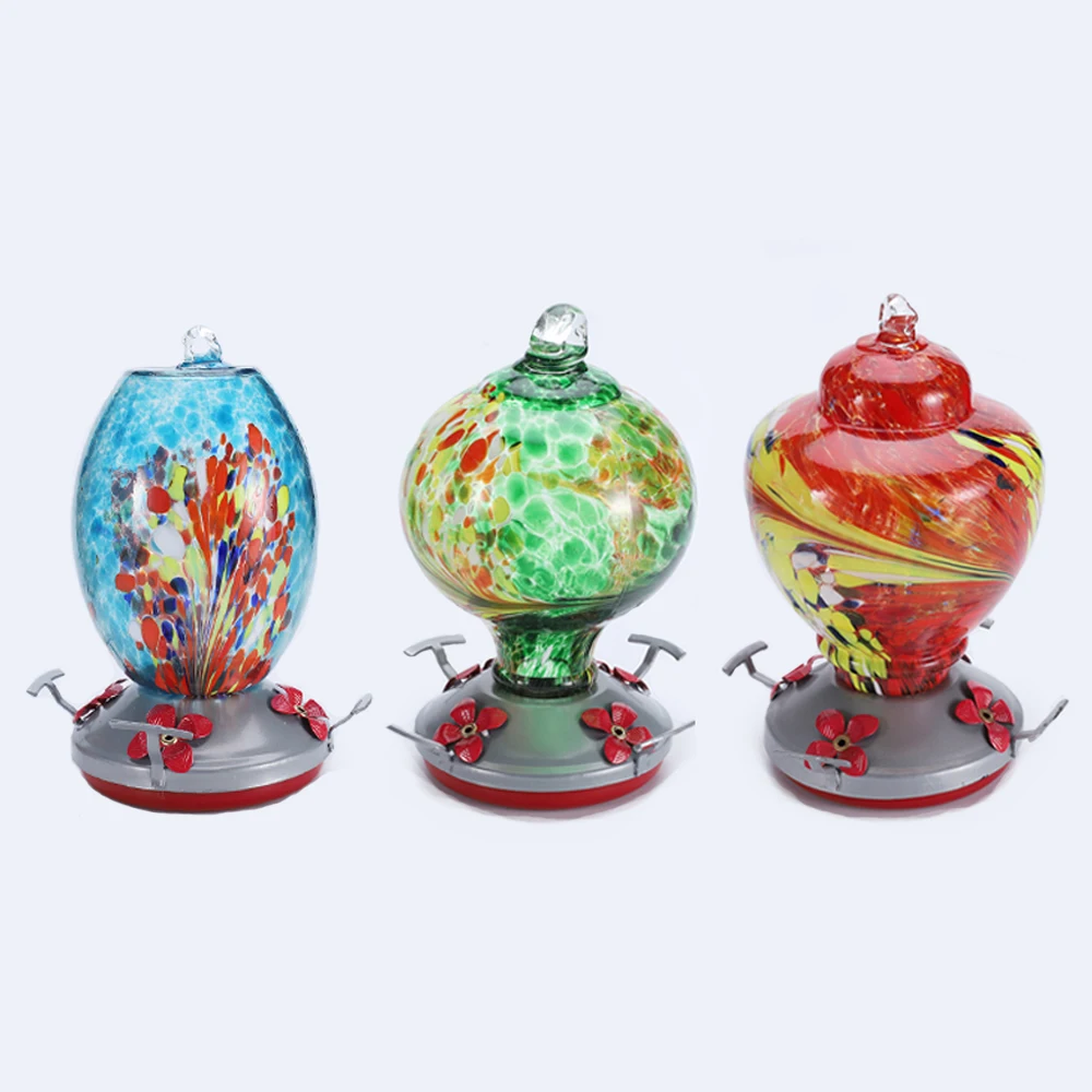 Glass bird drinkers and feeders wholesale hummingbird feeder for outdoor