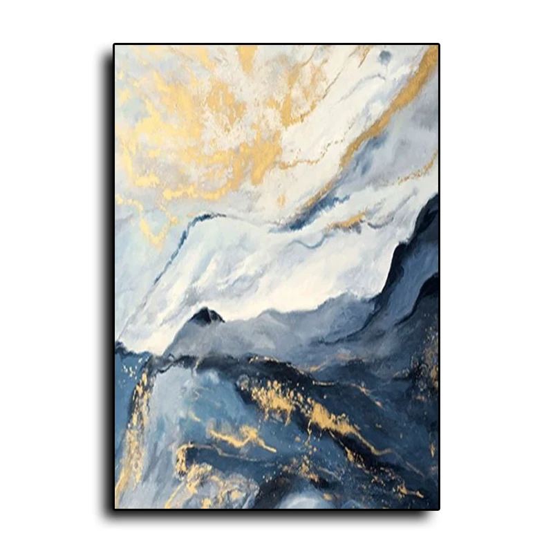 Hand Painted Living Room Home Decor Gold Leaf Painting Modern Abstract Landscape Oil Painting