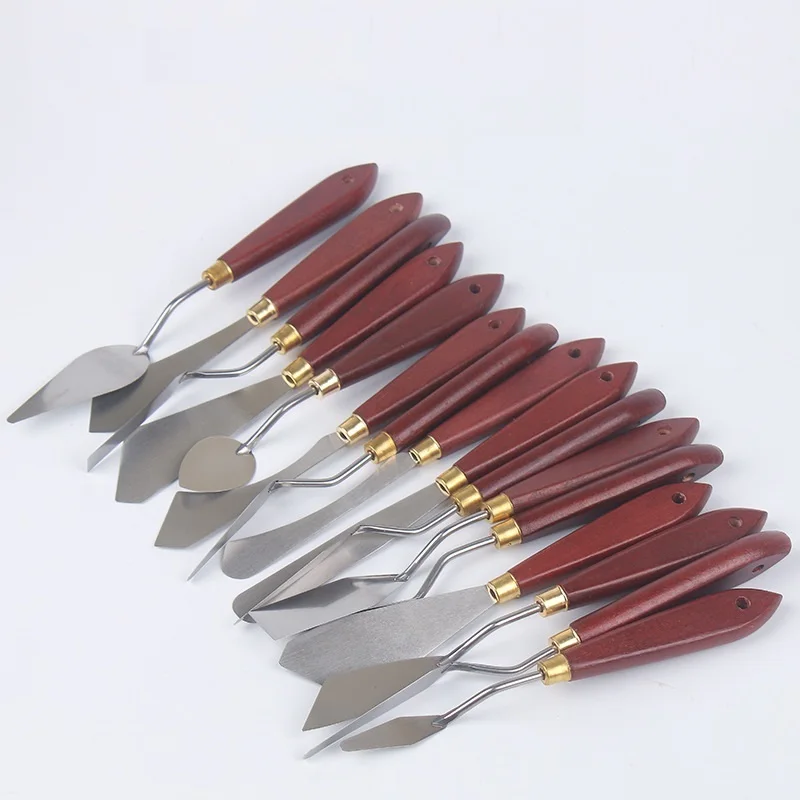 Paul Cezanne Wholesale Stainless Steel Paint Knife Set Wooden Handle Art Spatula For Oil Painting