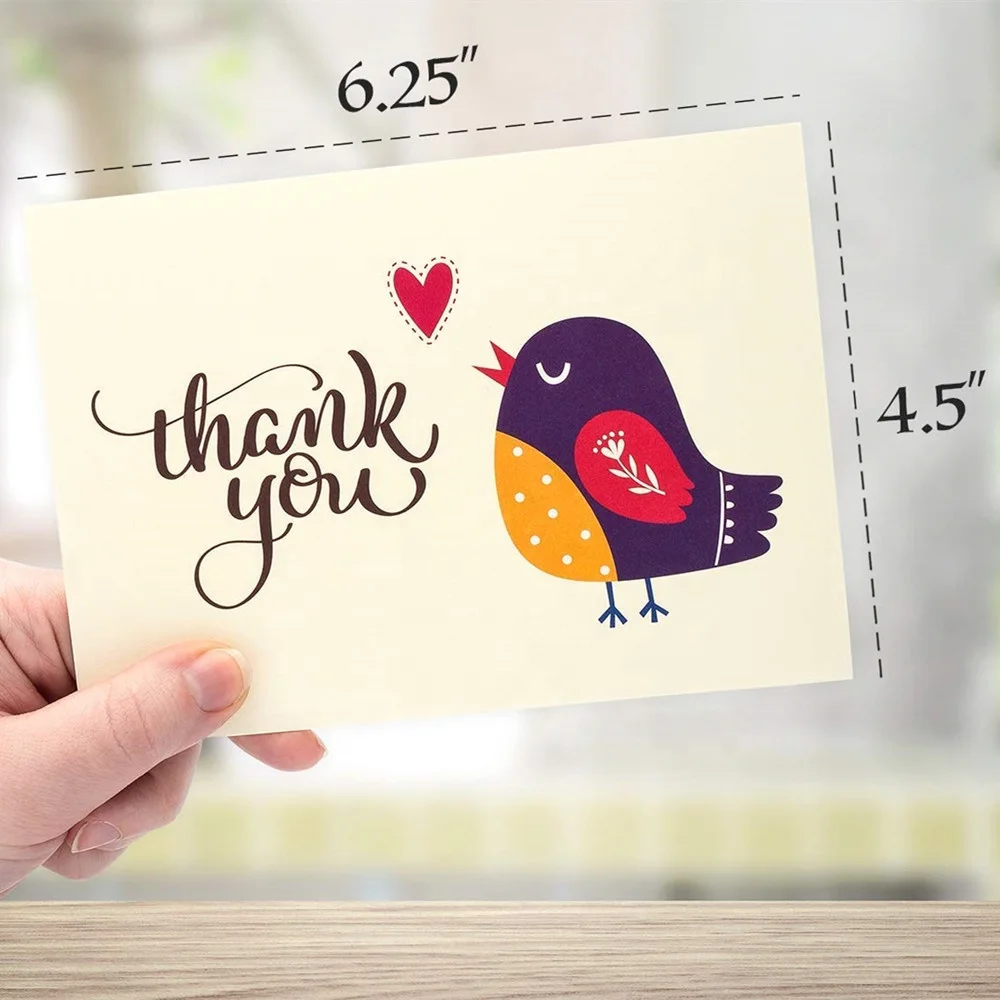 Floral Thank You Cards Custom With Logo Elegant Thank You Notes Blank Inside Navy Blue And Ivory 4x6 Inch