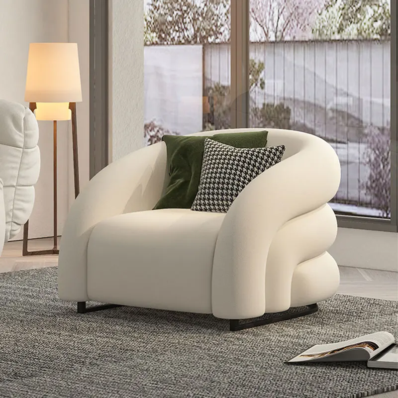 New Design Modern Velvet Fabric Single Seat Lazy Lounge Sofa Accent Chair Living Room Armchair