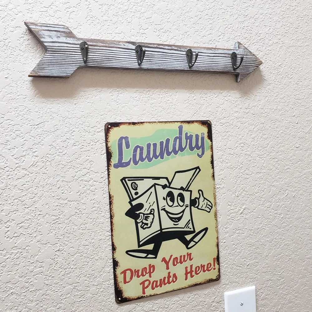 Decorative Hooks Wooden Arrow House Entryway Decor Umbrella Holder Whitewashed Key Holder for Wall