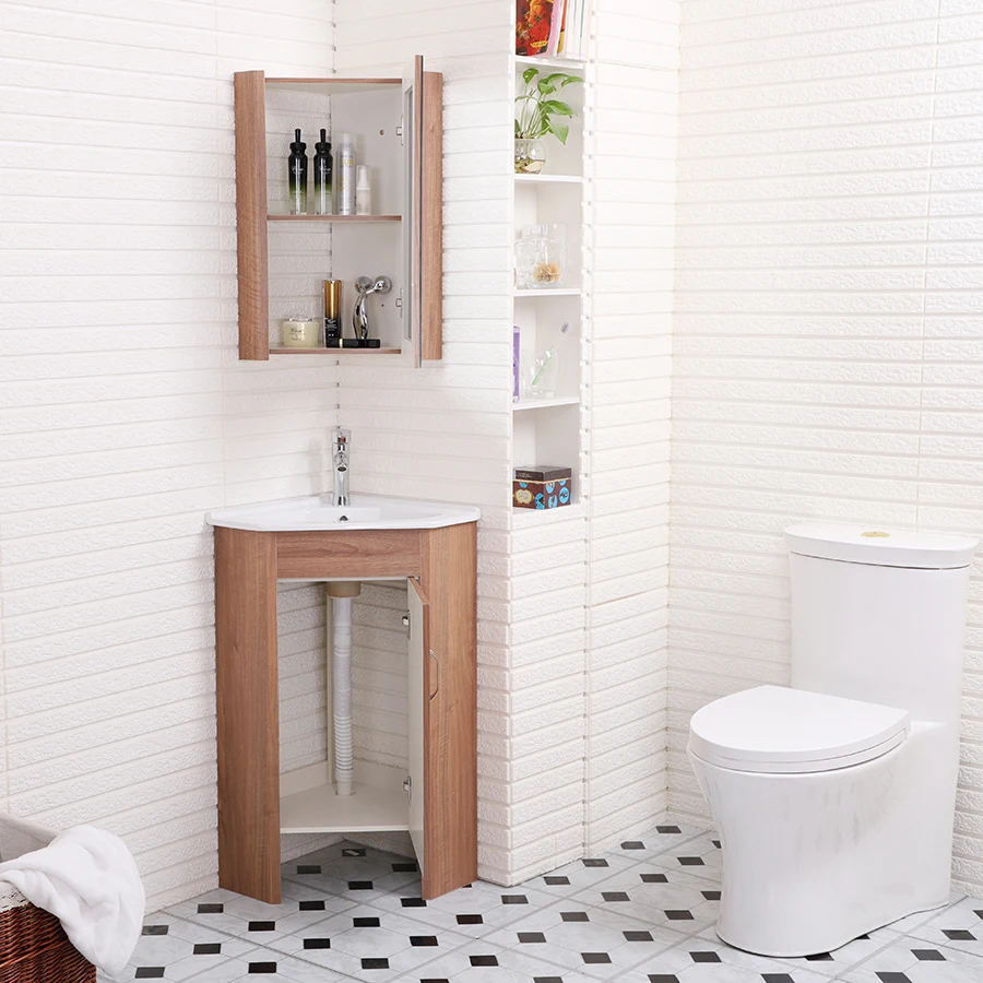 New Free Standing Pvc Corner Bathroom Cabinet with