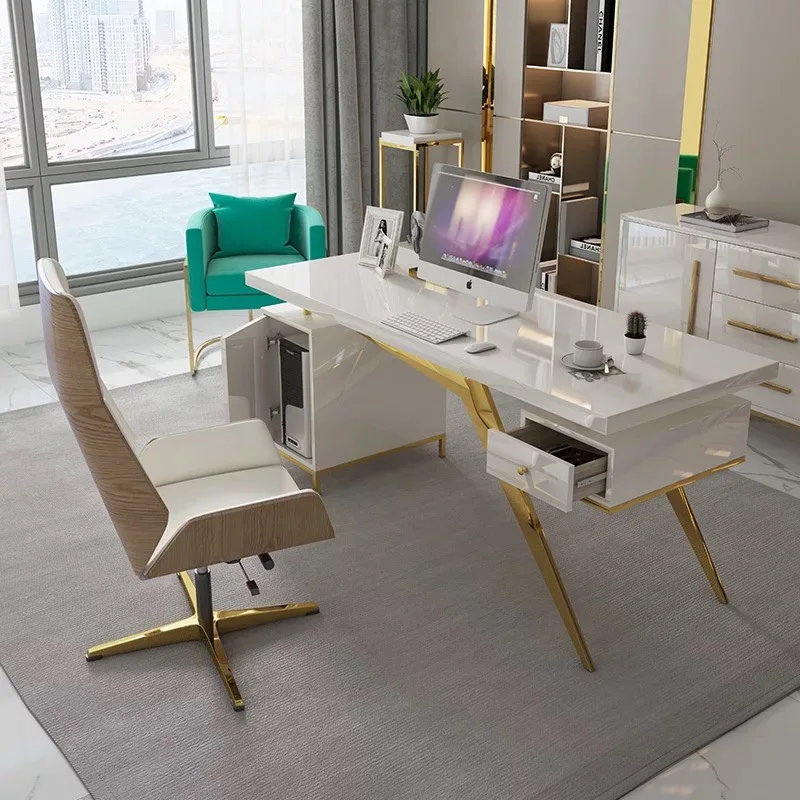 Modern Office Desk Steel Working Table Marble Stone Study Desk