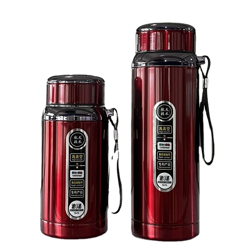 large capacity double wall Smart Thermos Flask Stainless Steel Vacuum Water bottle with rope