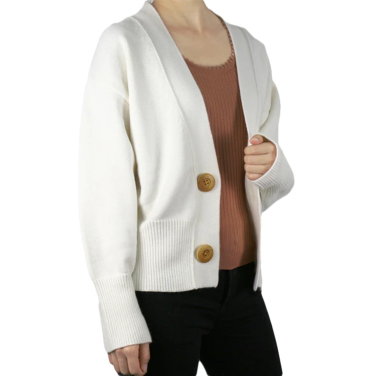 OEM/ODM custom new design hot sale cashmere coats women winter white cardigans button sweater for girls