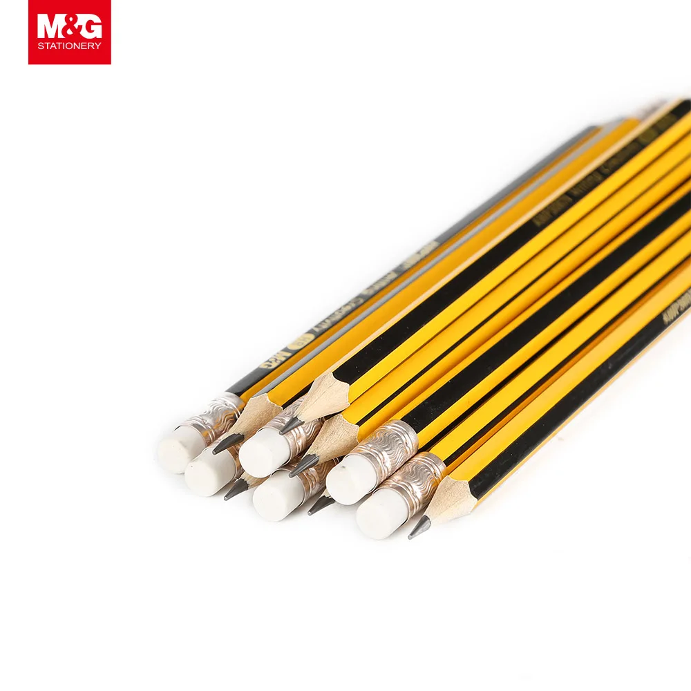 M&G Professional  Standard Wooden Hb Pencil With Eraser Economical School Stationery Supplies