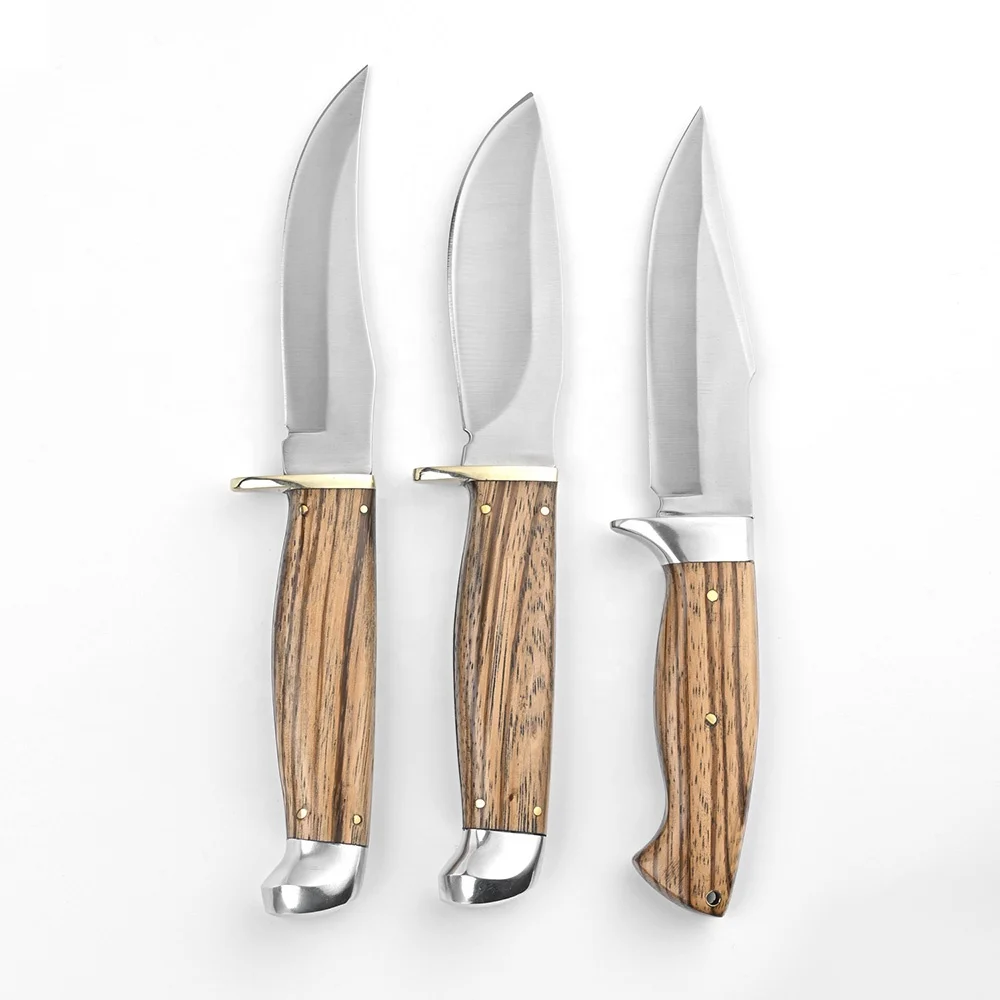 High Quality Fixed Blade Camping Survival Tactical Hunting Knife with Olive Wood Handle