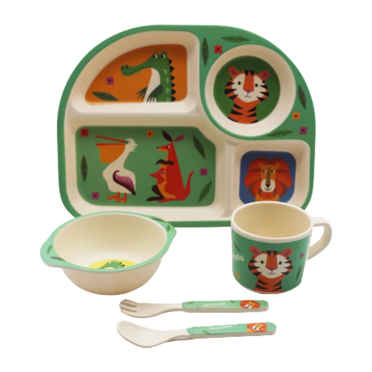 Wholesale Custom Children Lovely Girl Pink Houseware Bamboo Lunch Box Dinner Set